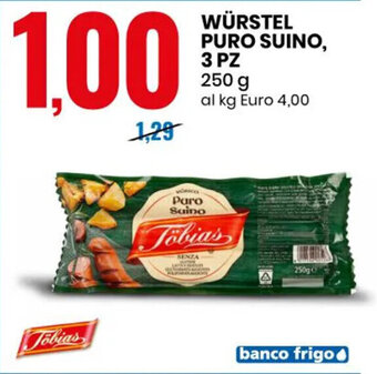 Eurospin WÜRSTEL PURO SUINO, 3 PZ 250 g offerta