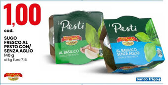 Eurospin SUGO FRESCO AL PESTO CON/ SENZA AGLIO 140 g offerta