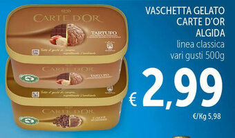 Spazio Conad VASCHETTA GELATO CARTE D'OR ALGIDA 500g offerta
