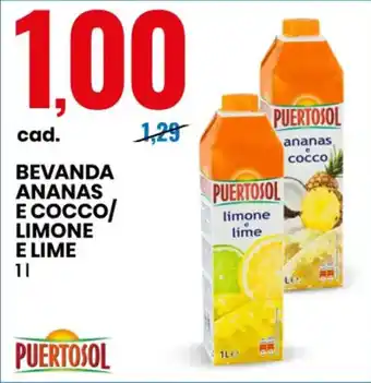 Eurospin BEVANDA ANANAS E COCCO/ LIMONE E LIME 1 l offerta