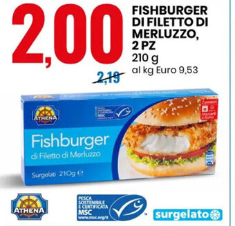 Eurospin FISHBURGER DI FILETTO DI MERLUZZO, 2 PZ 210 g offerta
