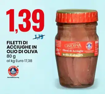 Eurospin FILETTI DI ACCIUGHE IN OLIO DI OLIVA 80 g offerta