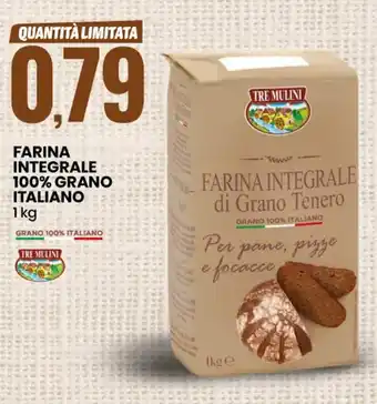 Eurospin FARINA INTEGRALE 100% GRANO ITALIANO 1 kg offerta