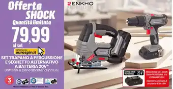 Eurospin SET TRAPANO A PERCUSSIONE ESEGHETTO ALTERNATIVO A BATTERIA 20V* offerta