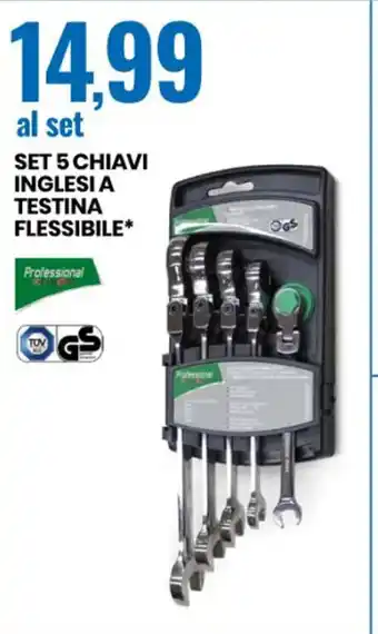 Eurospin SET 5 CHIAVI INGLESI A TESTINA FLESSIBILE* offerta
