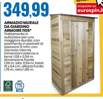 Eurospin ARMADIO MURALE DA GIARDINO ARMOIRE 1105* offerta
