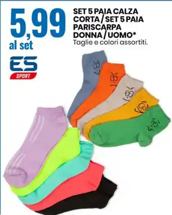 SET 5 PAIA CALZA CORTA/SET 5 PAIA PARISCARPA DONNA/UOMO*