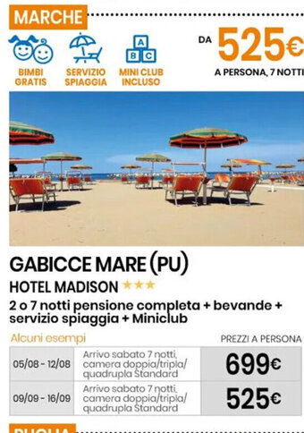 Eurospin GABICCE MARE (PU) HOTEL MADISON *** offerta