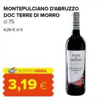 Tigre MONTEPULCIANO D'ABRUZZO DOC TERRE DI MORRO cl 75 offerta