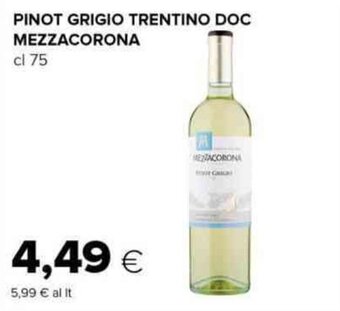 Tigre PINOT GRIGIO TRENTINO DOC MEZZACORONA cl 75 offerta
