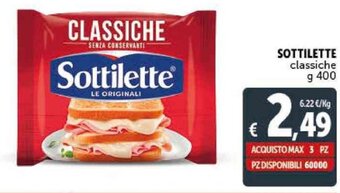 Deco Supermercati SOTTILETTE classiche g 400 offerta