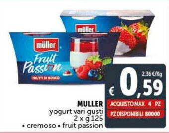 Deco Supermercati MULLER yogurt vari gusti 2 x g 125 offerta