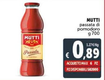 Deco Supermercati MUTTI passata di pomodoro 700 g offerta