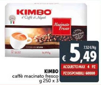 Deco Supermercati KIMBO caffè macinato fresco g 250 x 3 offerta