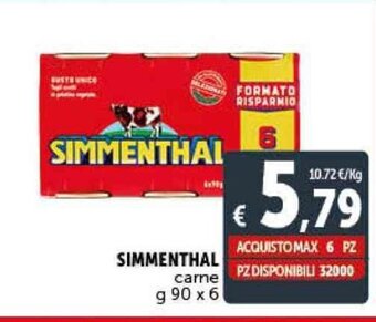 Deco Supermercati SIMMENTHAL carne g 90 x 6 offerta