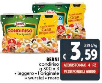 Deco Supermercati Berni CONDIRISO g 300 x 3 offerta