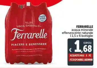 Deco Supermercati Ferrarelle acqua minerale l 1,5 x 6 bottiglie offerta