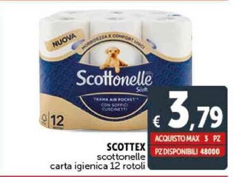 Deco Supermercati SCOTTEX scottonelle carta igienica 12 rotoli offerta
