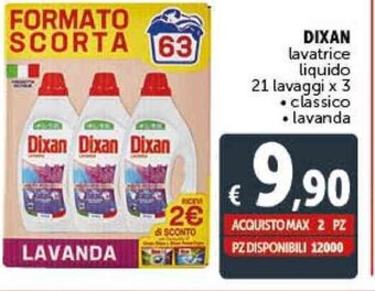 Deco Supermercati DIXAN lavatrice liquido 21 lavaggi x 3 offerta