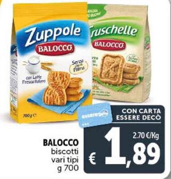 Deco Supermercati BALOCCO biscotti vari tipi g 700 offerta