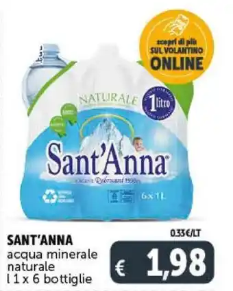 Deco Supermercati SANT'ANNA acqua minerale naturale l 1x 6 bottiglie offerta