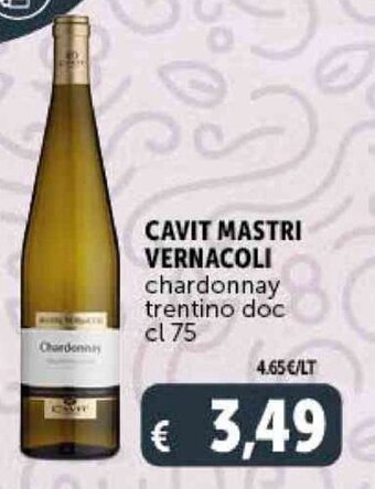 Deco Supermercati CAVIT MASTRI VERNACOLI chardonnay trentino doc cl 75 offerta