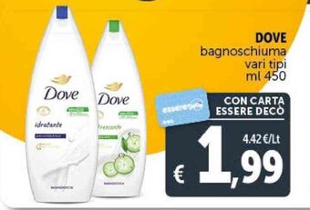 Deco Supermercati DOVE bagnoschiuma vari tipi ml 450 offerta
