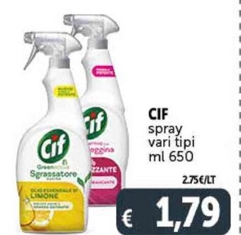 Deco Supermercati CIF spray vari tipi ml 650 offerta