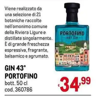 GIN 43° PORTOFINO bott. 50 cl