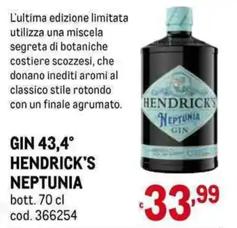 GIN 43,4° HENDRICK'S NEPTUNIA bott. 70 cl