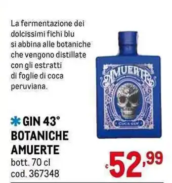 Metro GIN 43° BOTANICHE AMUERTE bott. 70 cl offerta