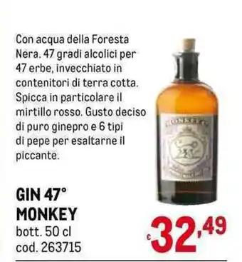 GIN 47° MONKEY bott. 50 cl