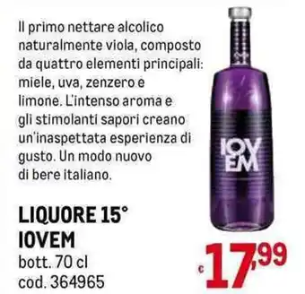 Metro LIQUORE 15° IOVEM bott. 70 cl offerta