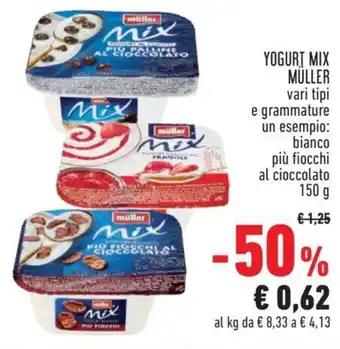 Conad YOGURT MIX MÜLLER vari tipi e grammature un esempio: bianco più fiocchi al cioccolato 150g offerta