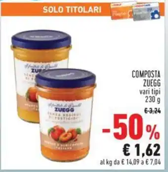 Conad COMPOSTA ZUEGG vari tipi 230 g offerta