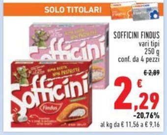 Conad SOFFICINI FINDUS vari tipi 250 g conf. da 4 pezzi offerta