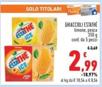 Conad GHIACCIOLI ESTATHÉ limone, pesca conf. da 5 pezzi offerta