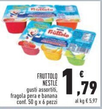Conad FRUTTOLO NESTLÉ gusti assortiti, fragola pera e banana conf. 50 g x 6 pezzi offerta