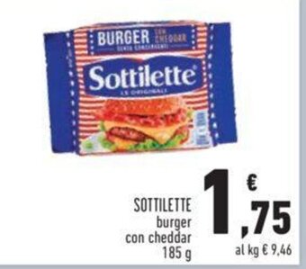 Conad SOTTILETTE burger con cheddar 185 g offerta