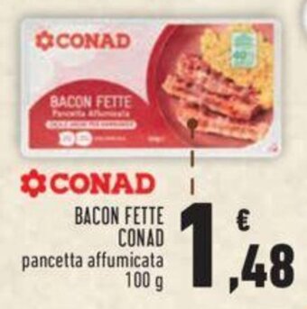Conad BACON FETTE CONAD pancetta affumicata 100 g offerta