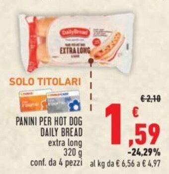 PANINI PER HOT DOG DAILY BREAD extra long 320 g conf. da 4 pezzi