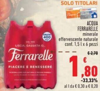Conad ACQUA FERRARELLE minerale effervescente naturale conf. 1,5 l x 6 pezzi offerta