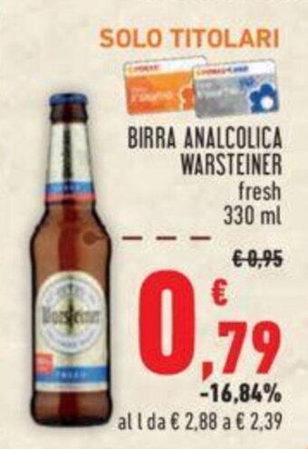 Conad BIRRA ANALCOLICA WARSTEINER fresh 330 ml offerta