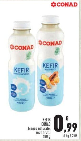 Conad KEFIR CONAD bianco naturale, multifrutti 480 g offerta