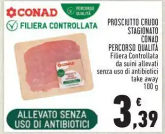 Conad PERCORSO QUALITÀ Filiera Controllata da suini allevati senza uso di antibiotici take away 100 g offerta