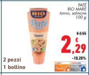 Conad PATÉ RIO MARE tonno, salmone 100 g offerta
