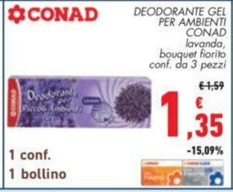 Conad DEODORANTE GEL PER AMBIENTI CONAD lavanda, bouquet fiorito conf. da 3 pezzi offerta