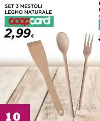 Coop SET 3 MESTOLI LEGNO NATURALE coopcard offerta