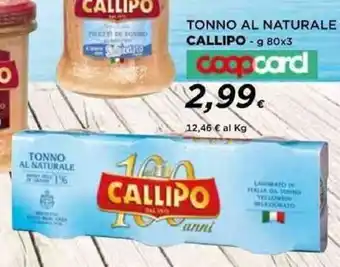 Coop TONNO AL NATURALE CALLIPO - g 80x3 coopcard offerta