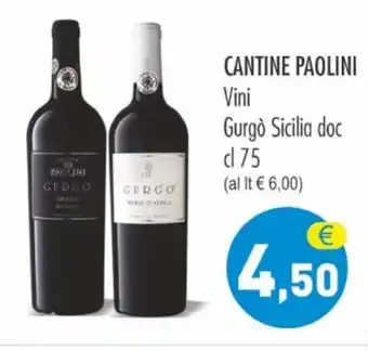 MerSi Supermercati CANTINE PAOLINI Vini Gurgò Sicilia doc cl 75 offerta